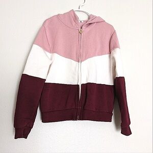 H&M Striped Lightweight Jacket with Heart Zipper Girls size Medium (8/10)